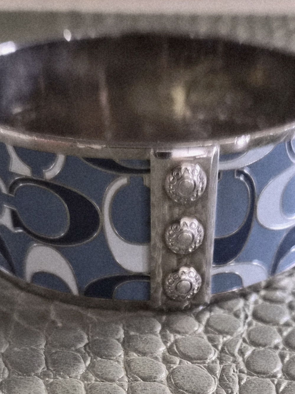 Coach Silver & Blue Bangle Bracelet